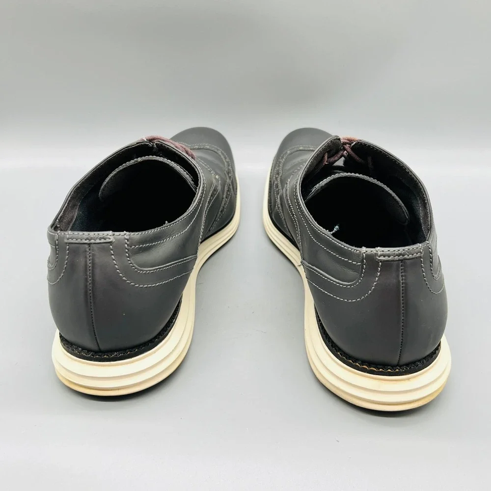 Cole Haan Shoes Mens 10 Gray Leather Grand OS Wingtip Oxford Brogue Dress Casual